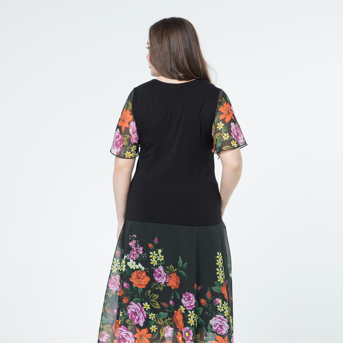 ст. цена1500руб.! Костюм, трикотаж, юбка, блуза, черный