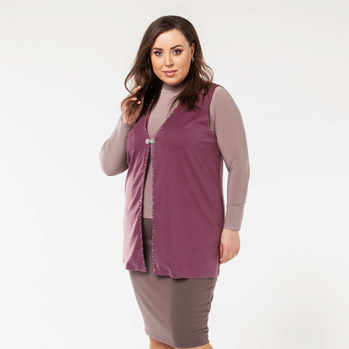 ст. цена1000руб.! Жилет, длинный, фиолетовый