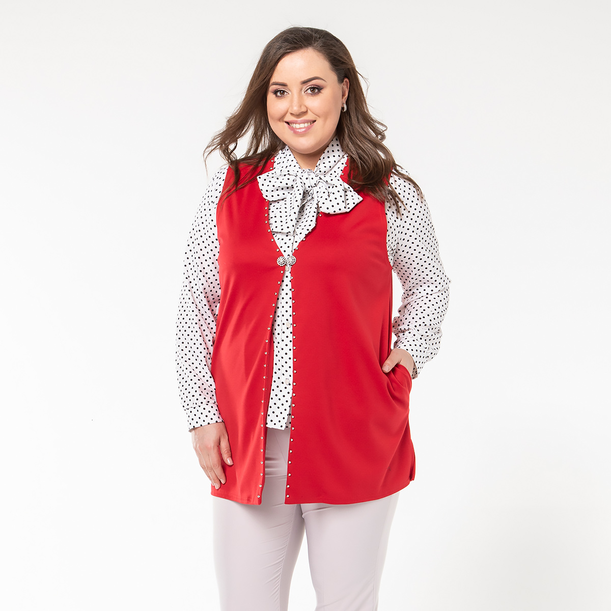 ст. цена1000руб.! Жилет, длинный, красный