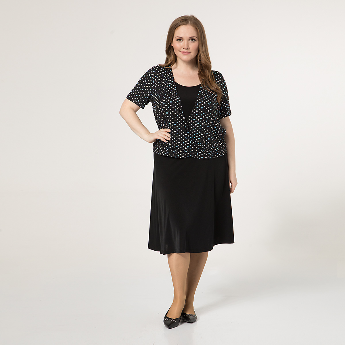 ст. цена1500руб.! Костюм, трикотаж, юбка, блуза, черный