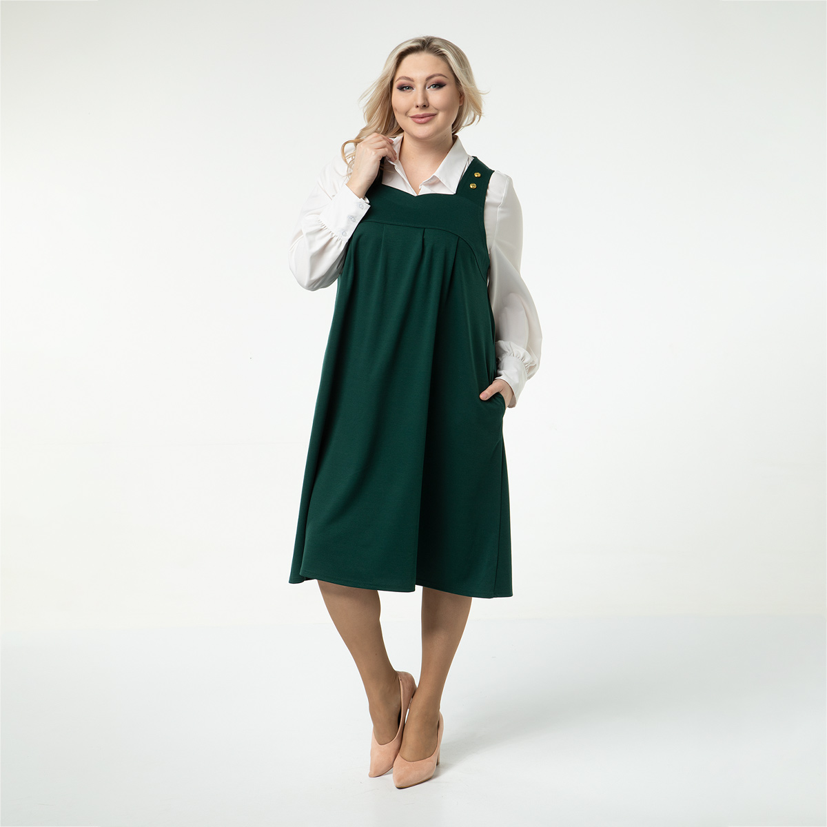 ст. цена2200руб.! Сарафан, трикотаж, изумрудный