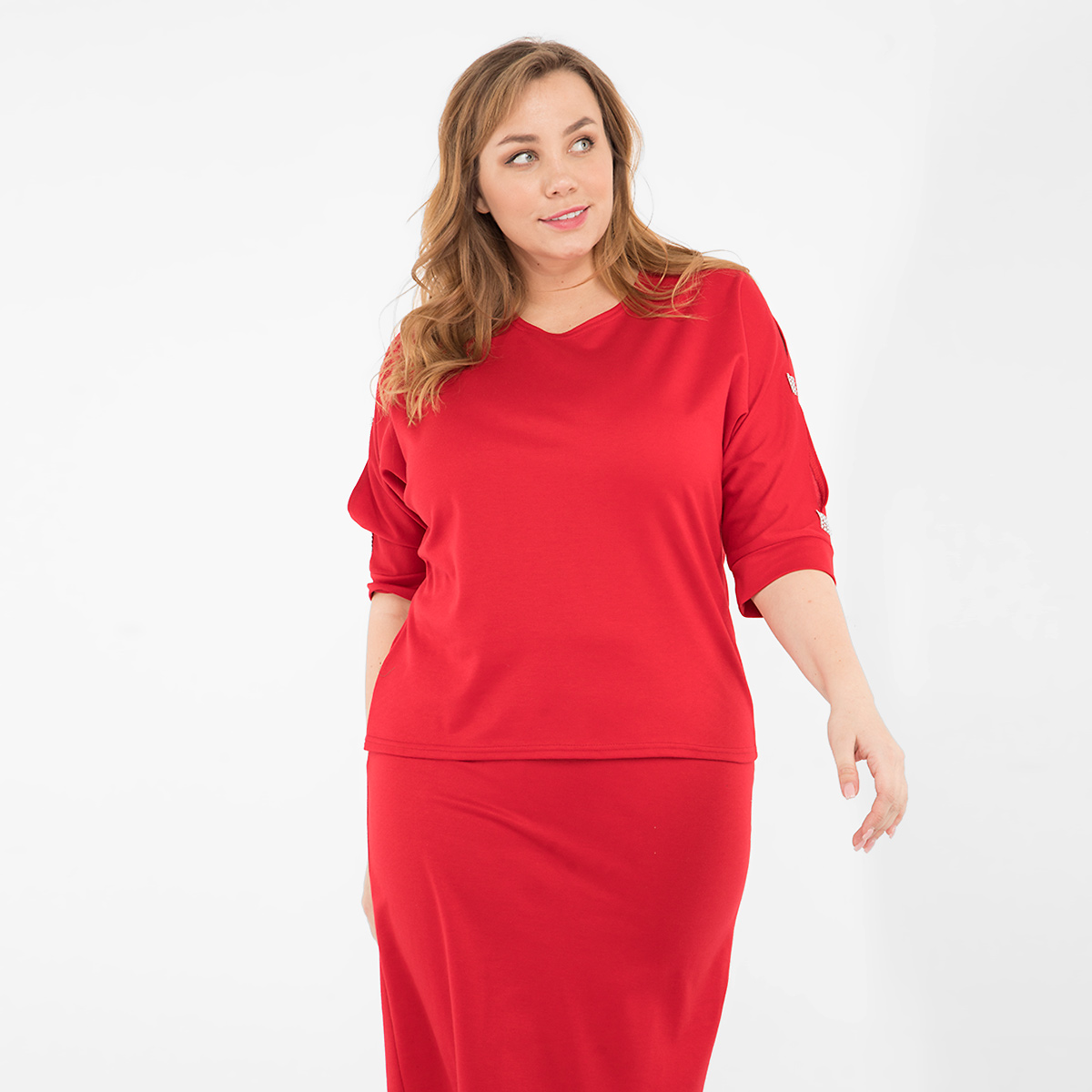 ст. цена1800руб.! Костюм, трикотаж, туника, юбка, красный