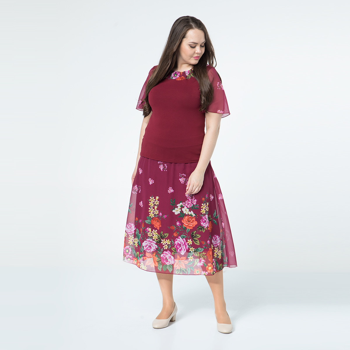 ст. цена1500руб.! Костюм, трикотаж, юбка, блуза, бордовый