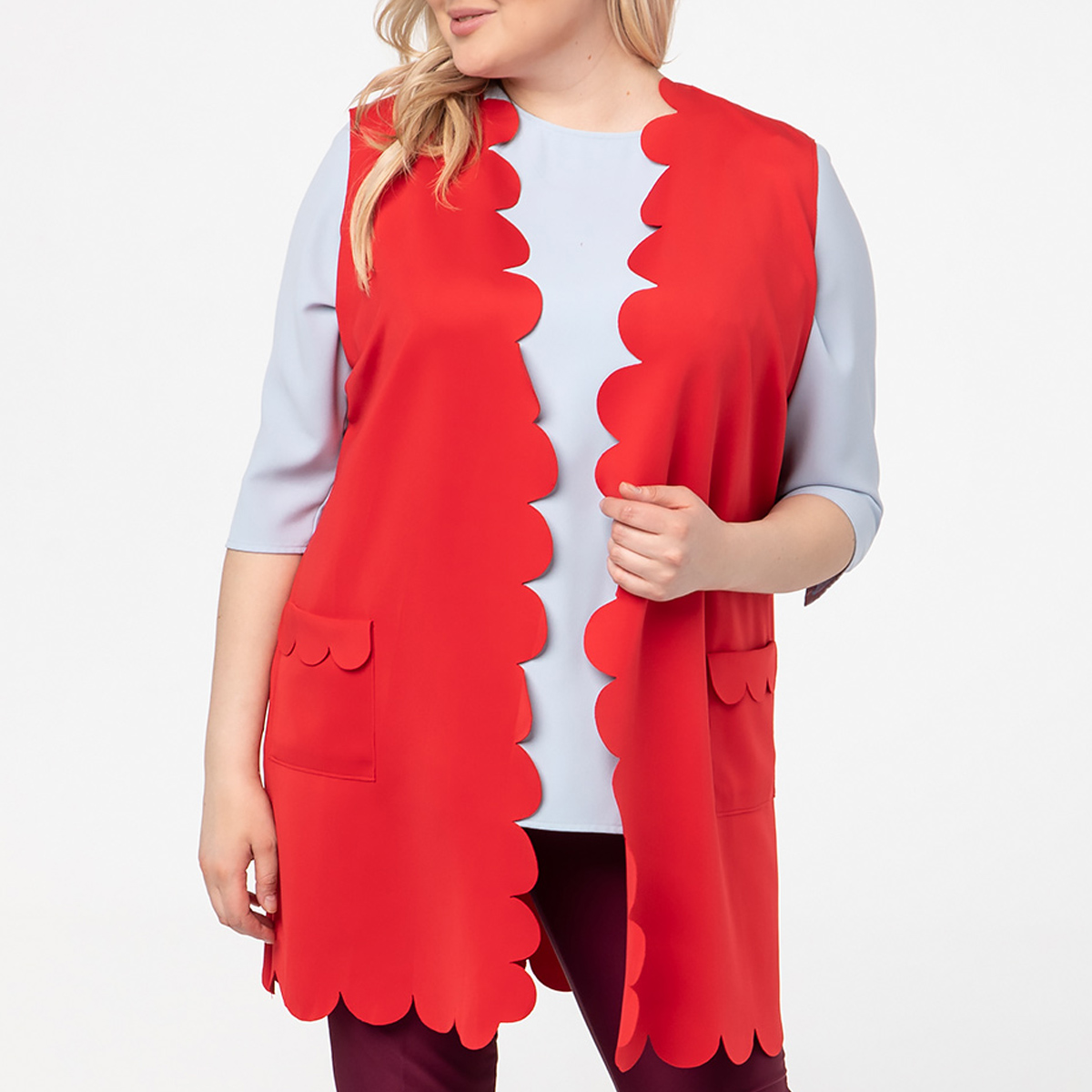 ст. цена1000руб.! Жилет, длинный, красный