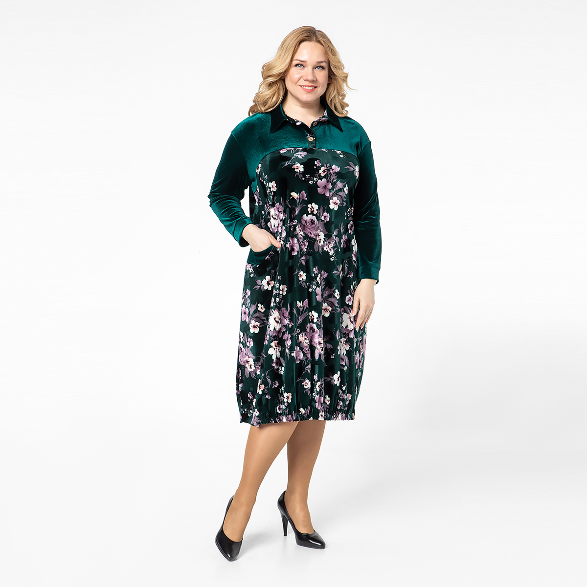 ст. цена2400руб.! Платье, бархатное полотно, зеленый