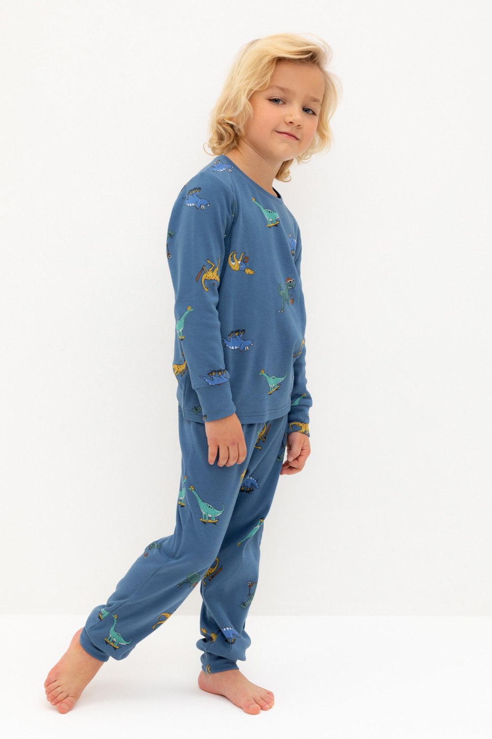 Crockid Пижама К 1552 синяя волна, дино спортсмены Crockid