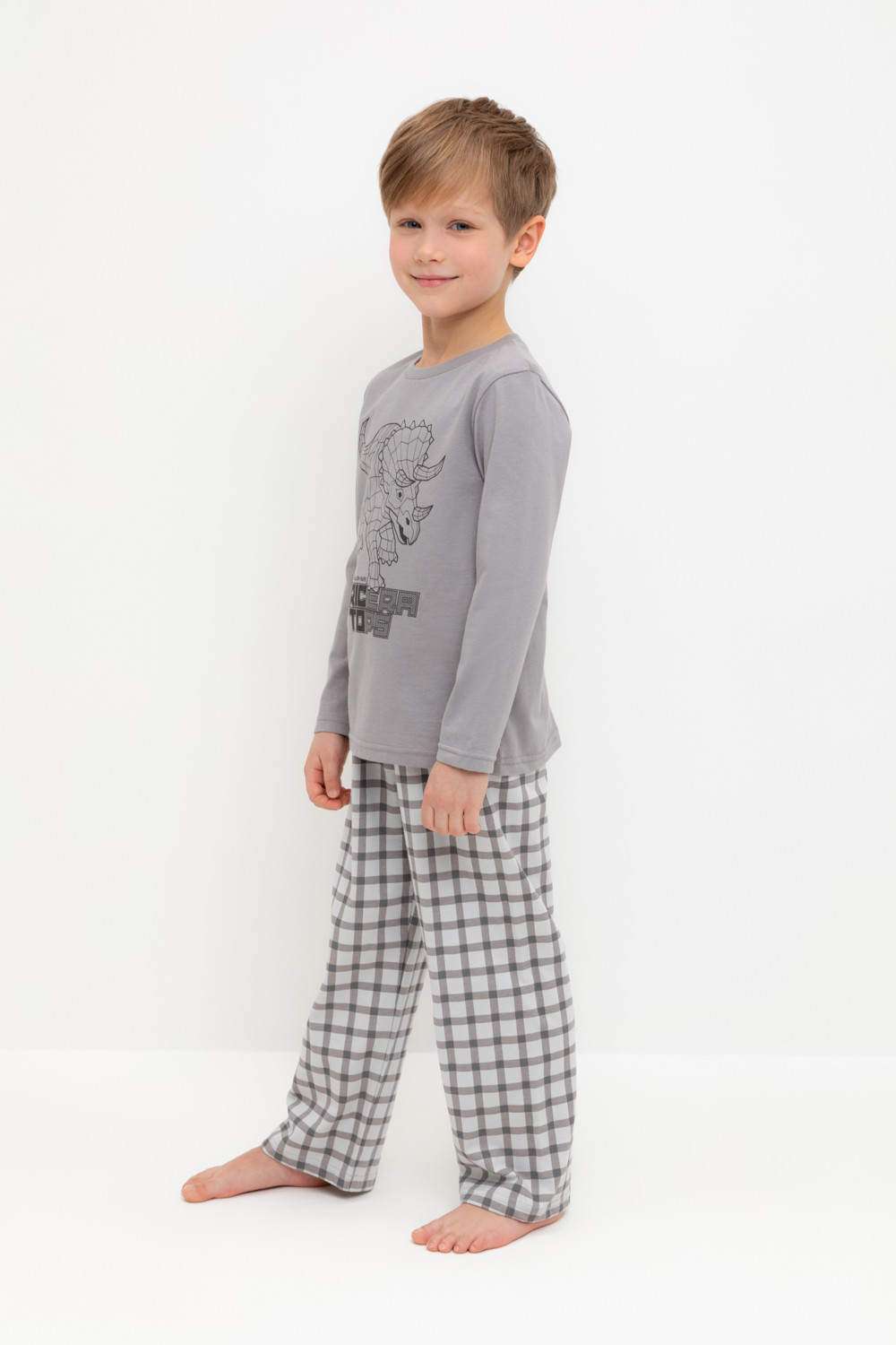Crockid Пижама К 1600 холодный серый, клетка Crockid