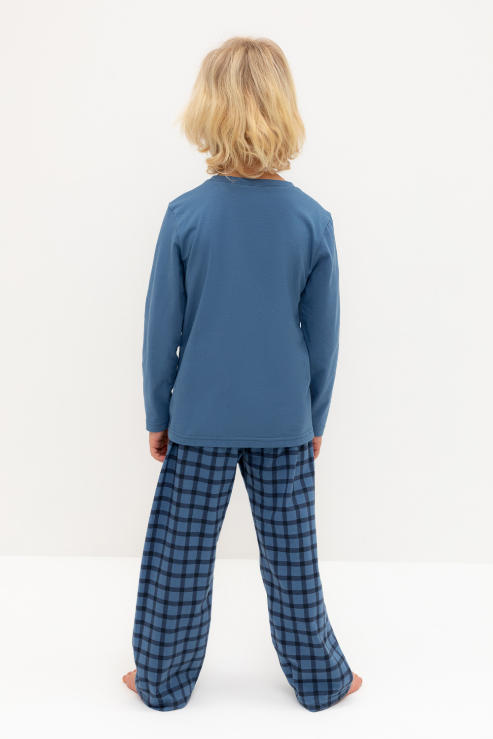 Crockid Пижама К 1600 синяя волна, клетка Crockid
