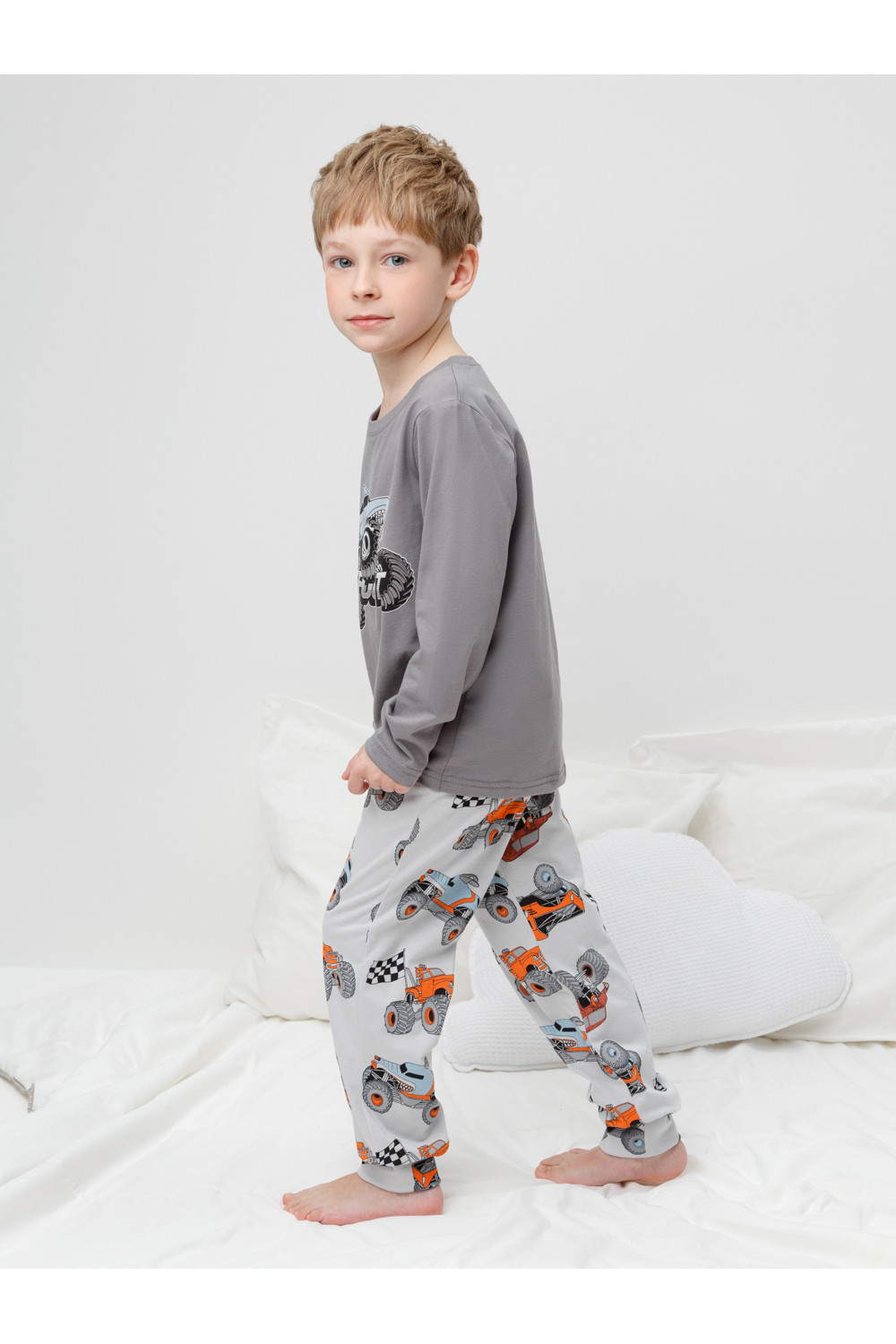 Crockid Пижама К 1606 серый шторм, машины на св.сером Crockid