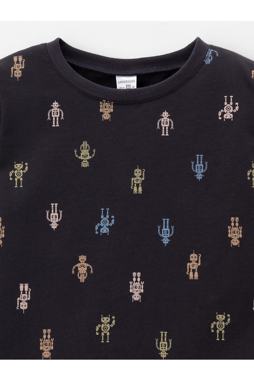 Crockid Пижама К 1561 угольный серый, цветные роботы Crockid