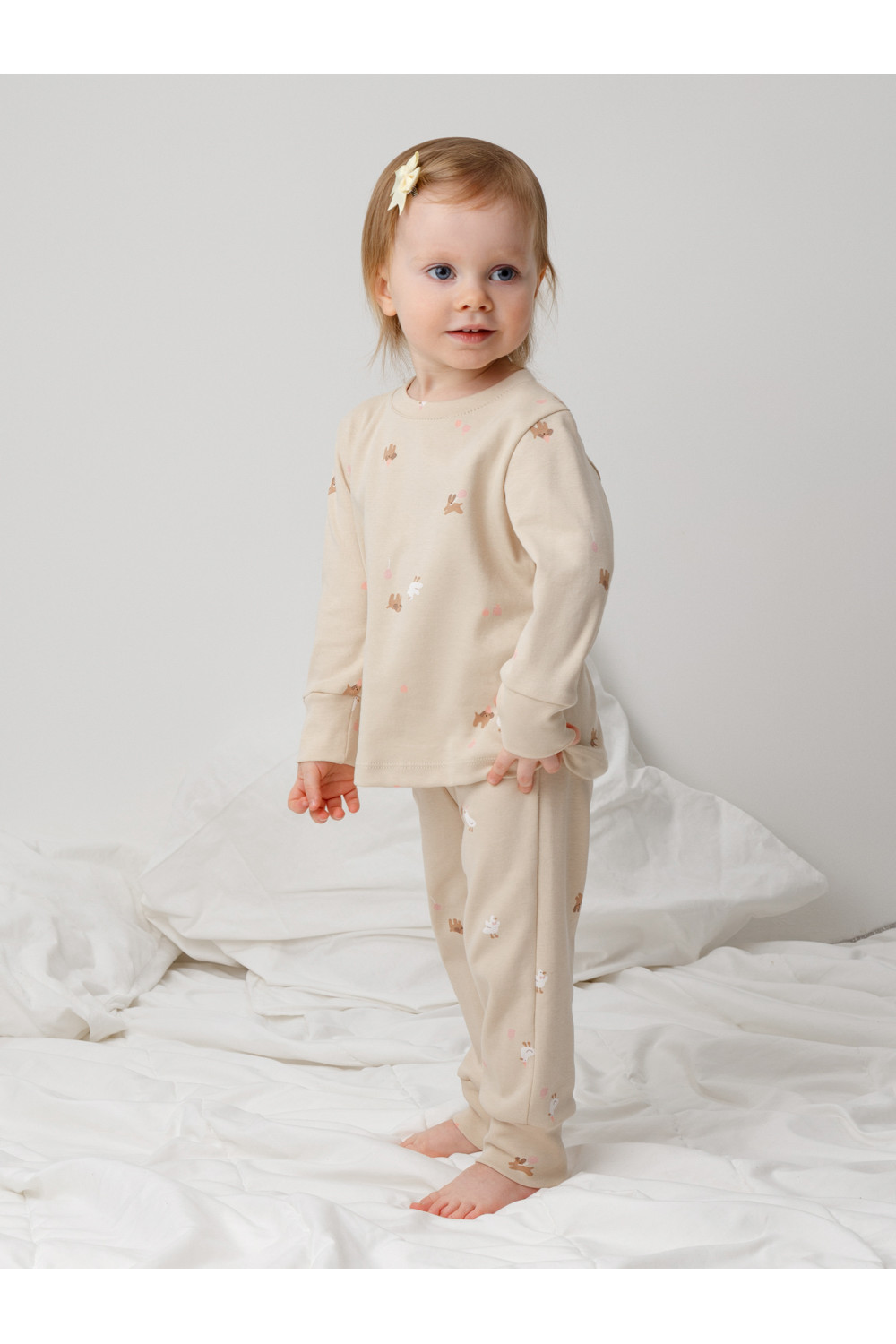 Crockid Пижама К 1552 серо-бежевый, милые животные Crockid