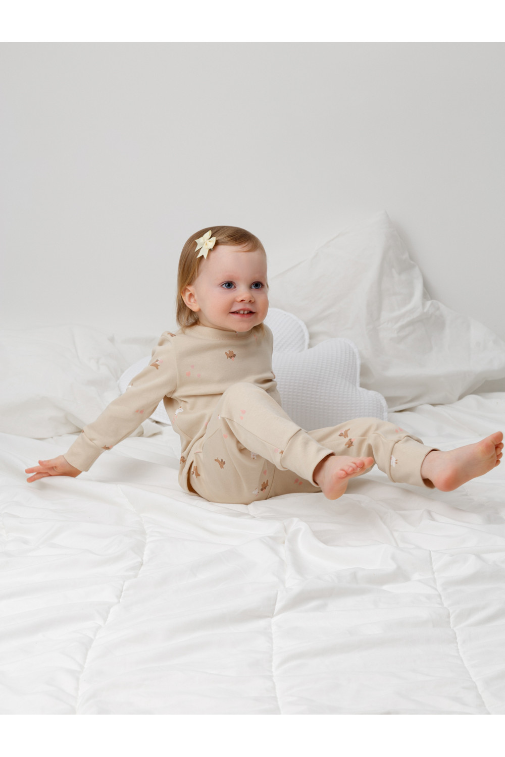 Crockid Пижама К 1552 серо-бежевый, милые животные Crockid