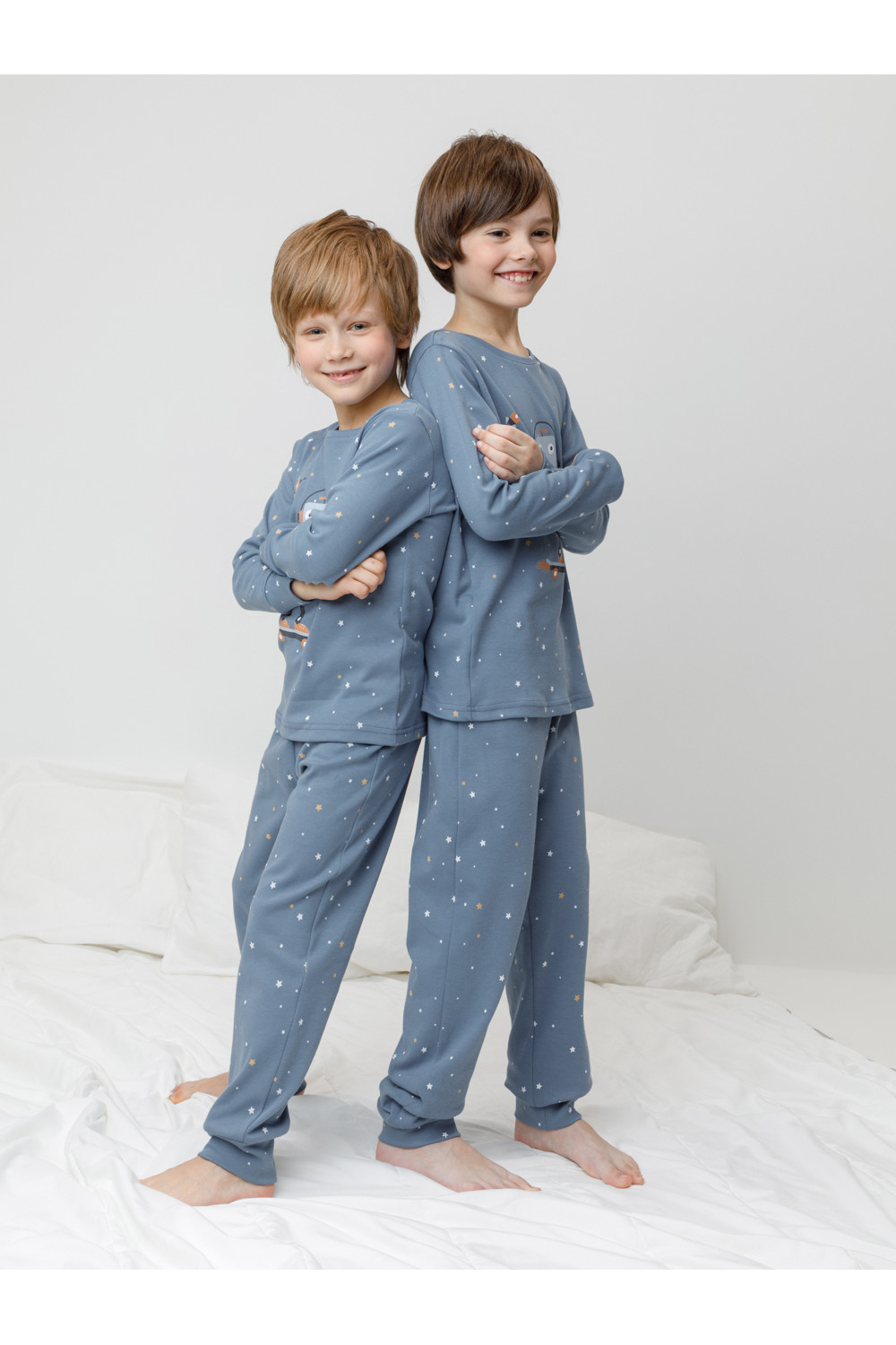 Crockid Пижама К 1621 синий джинс, звездочки Crockid
