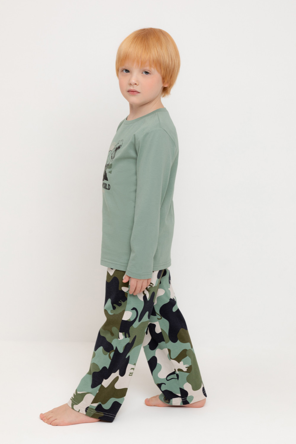 Crockid Пижама К 1600 эвкалипт, камуфляж с динозаврами Crockid