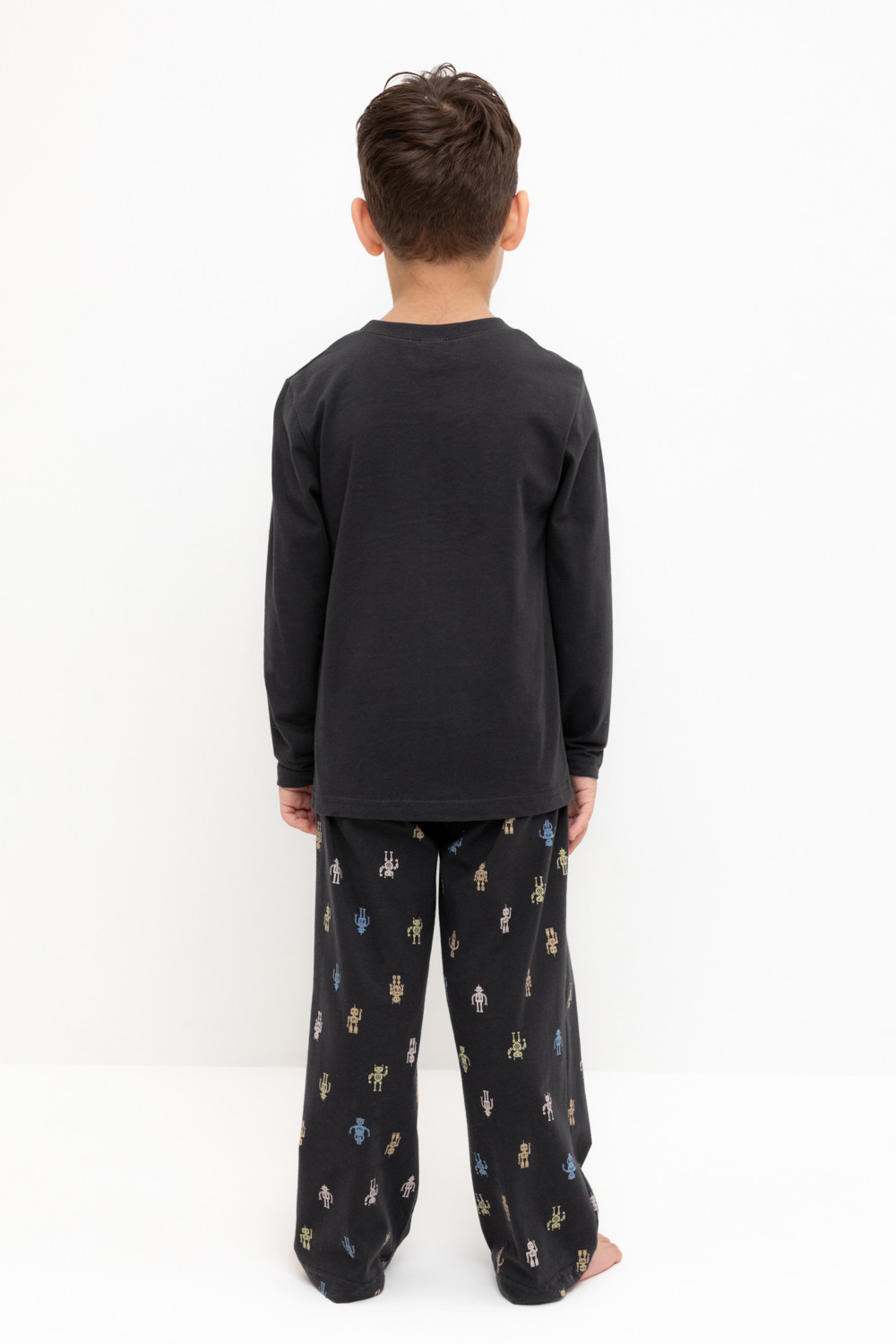 Crockid Пижама К 1600 угольный серый, цветные роботы Crockid