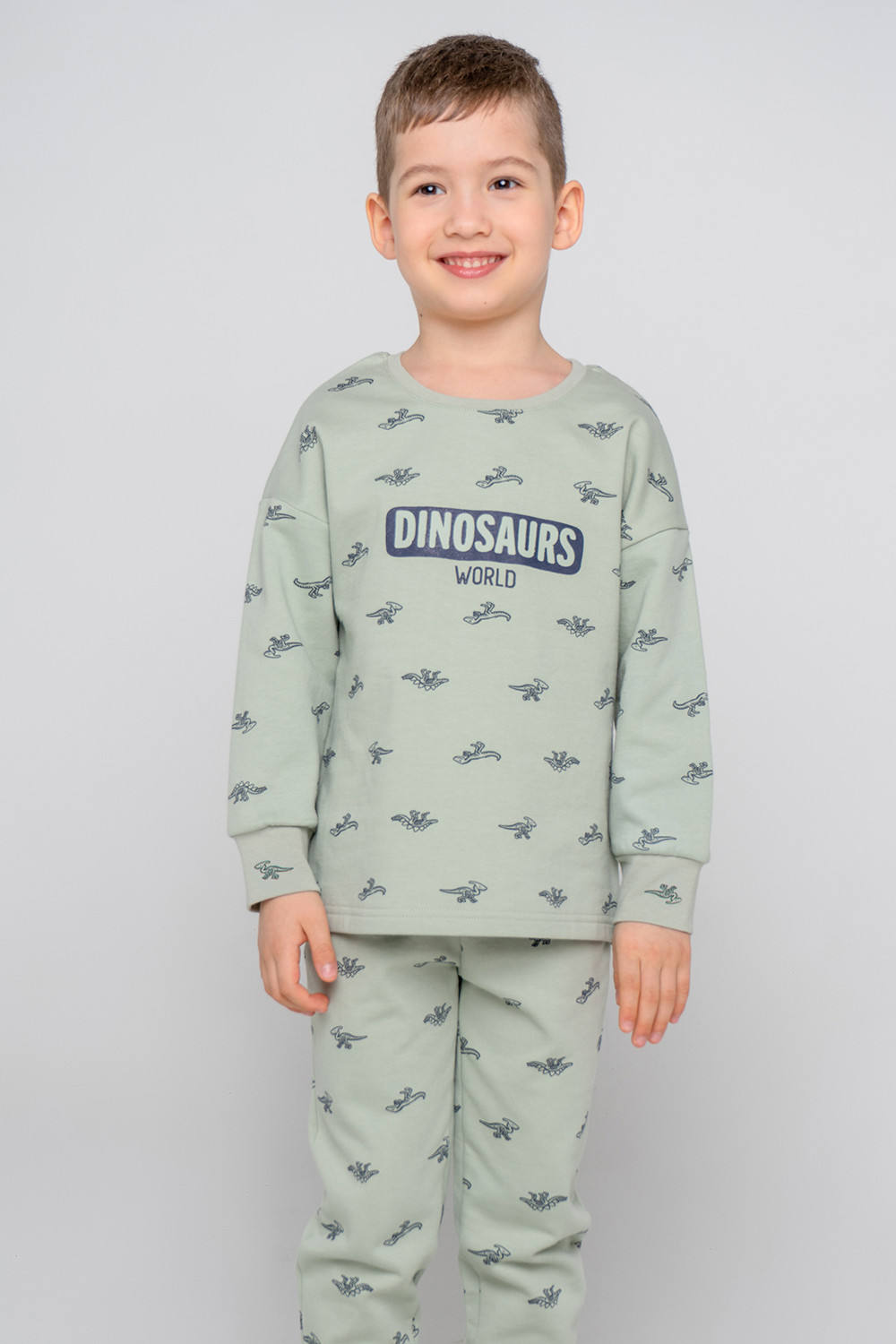 Crockid Пижама К 1581/24 темно-оливковый, маленькие динозавры Crockid