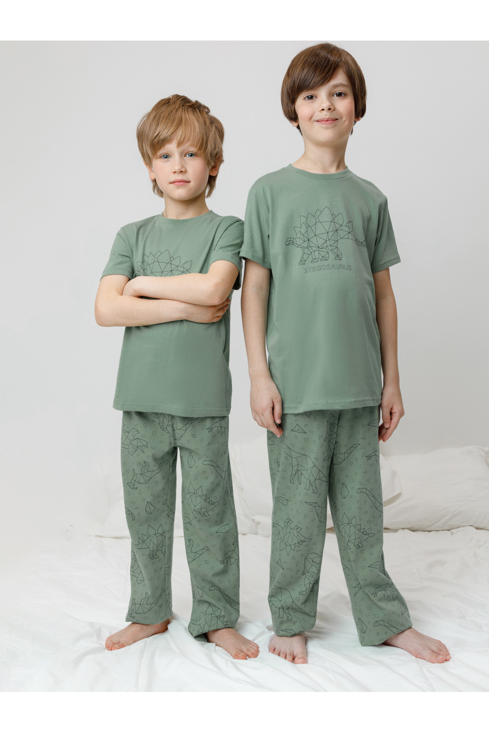 Crockid Пижама К 1599 весенний зеленый, динозавры Crockid