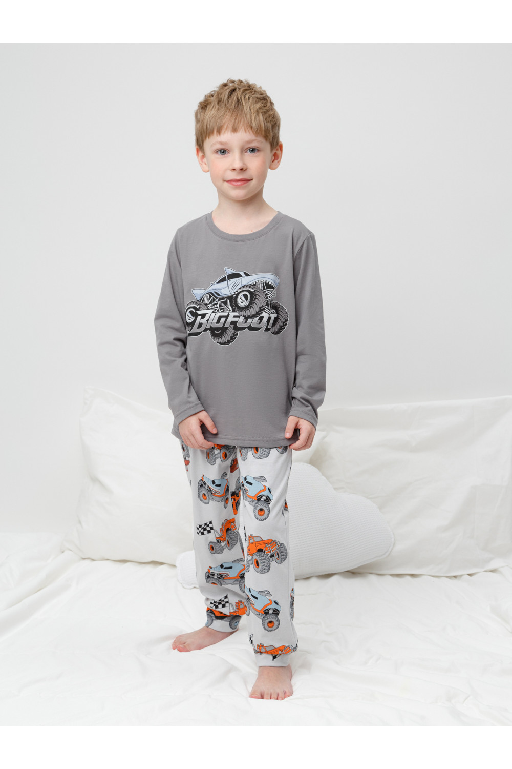 Crockid Пижама К 1606 серый шторм, машины на св.сером Crockid