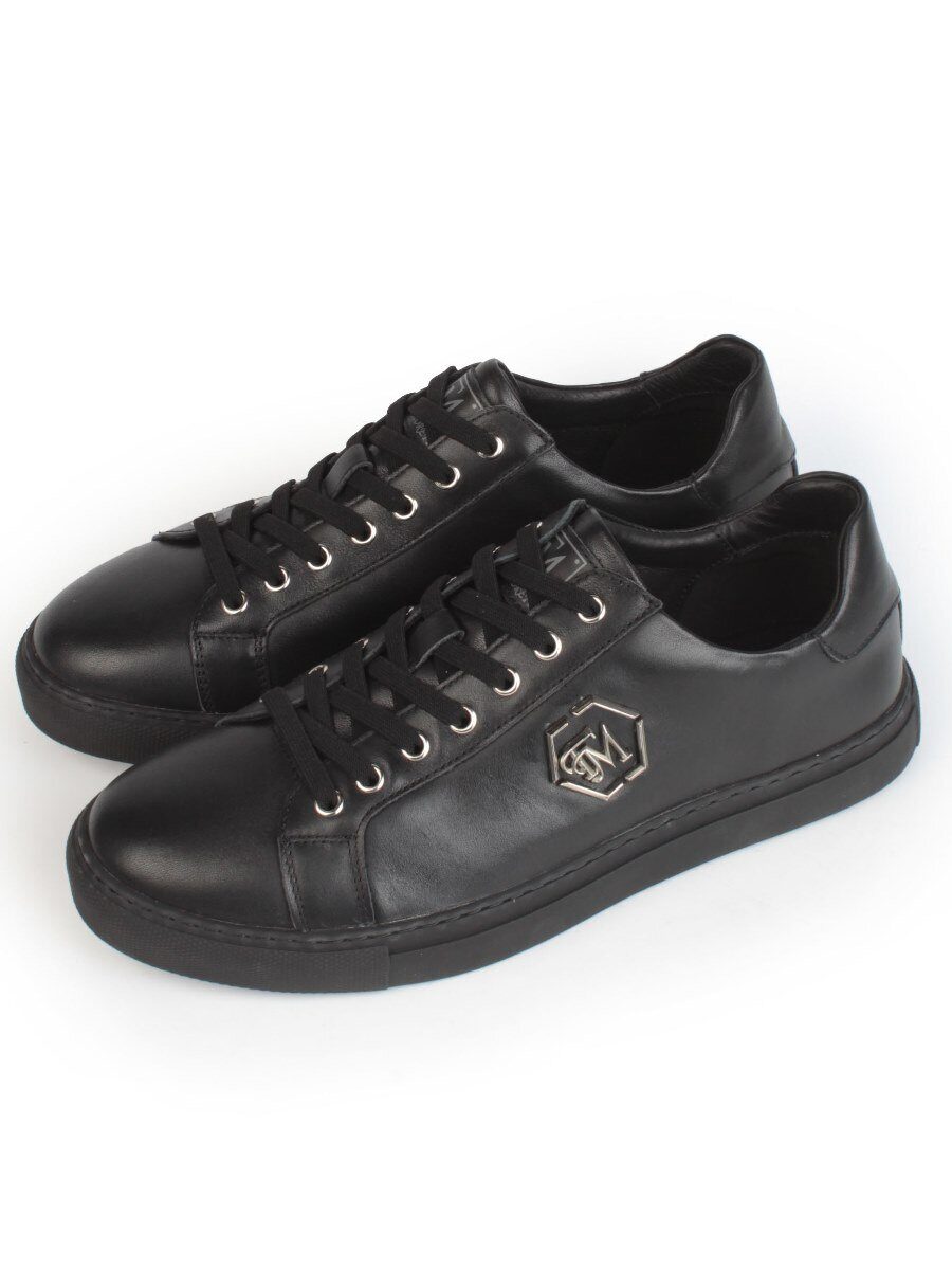 03-P255-1 BLACK Полуботинки спортивные мужские (натуральная кожа)