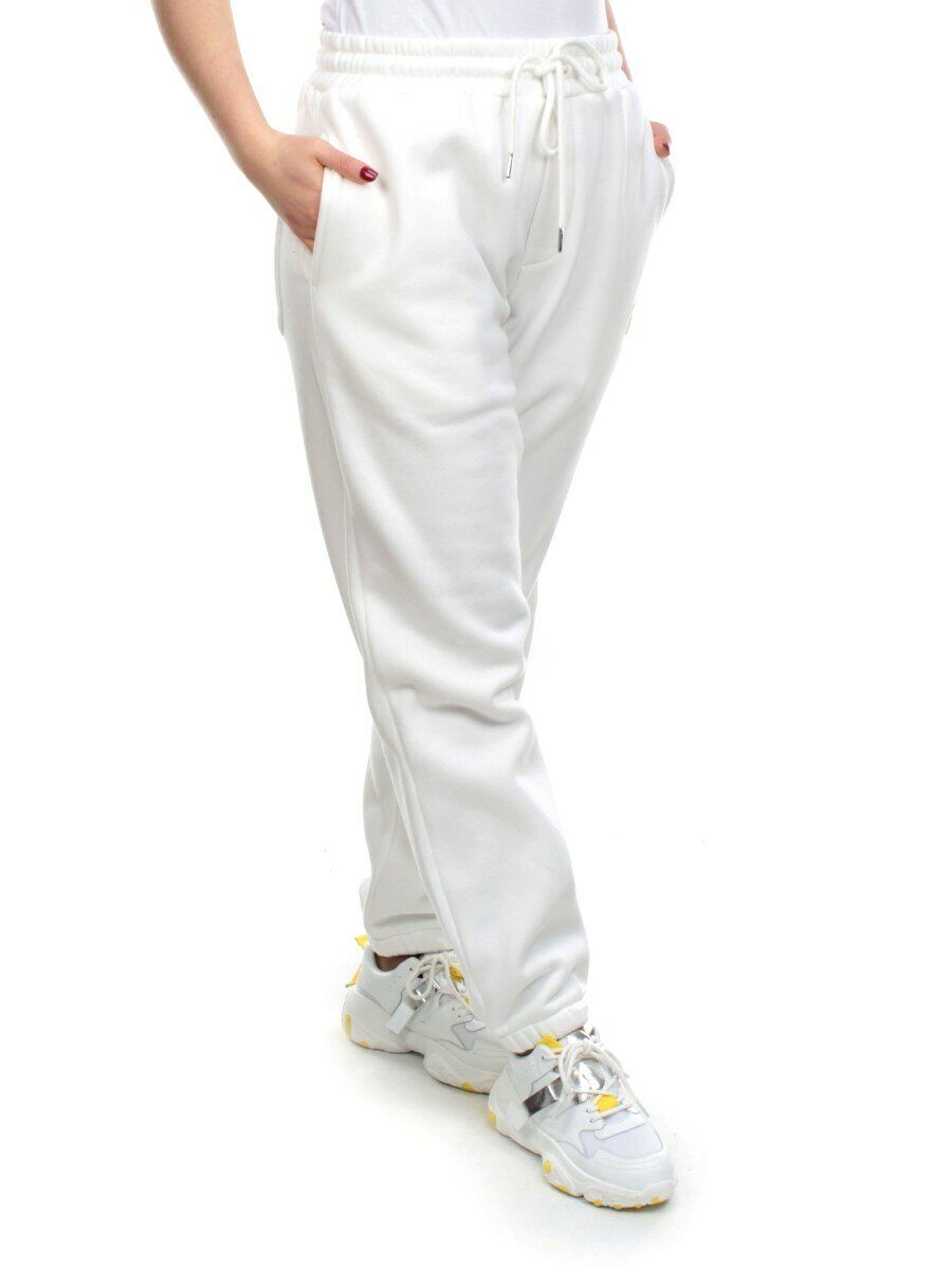 M039 WHITE Брюки спортивные женские на флисе (100% хлопок) 7986