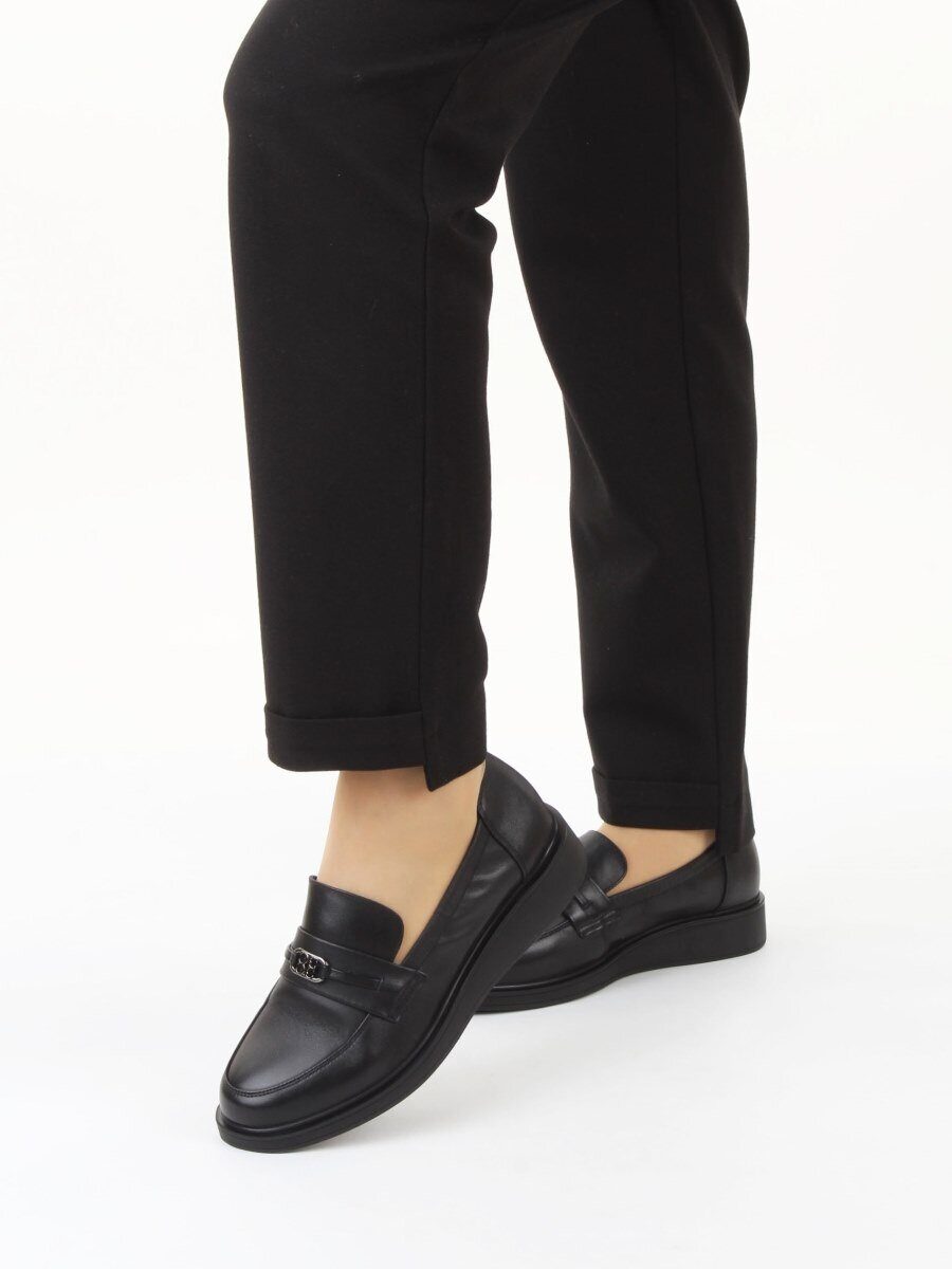 03-DEB103-1 BLACK Лоферы женские (натуральная кожа)