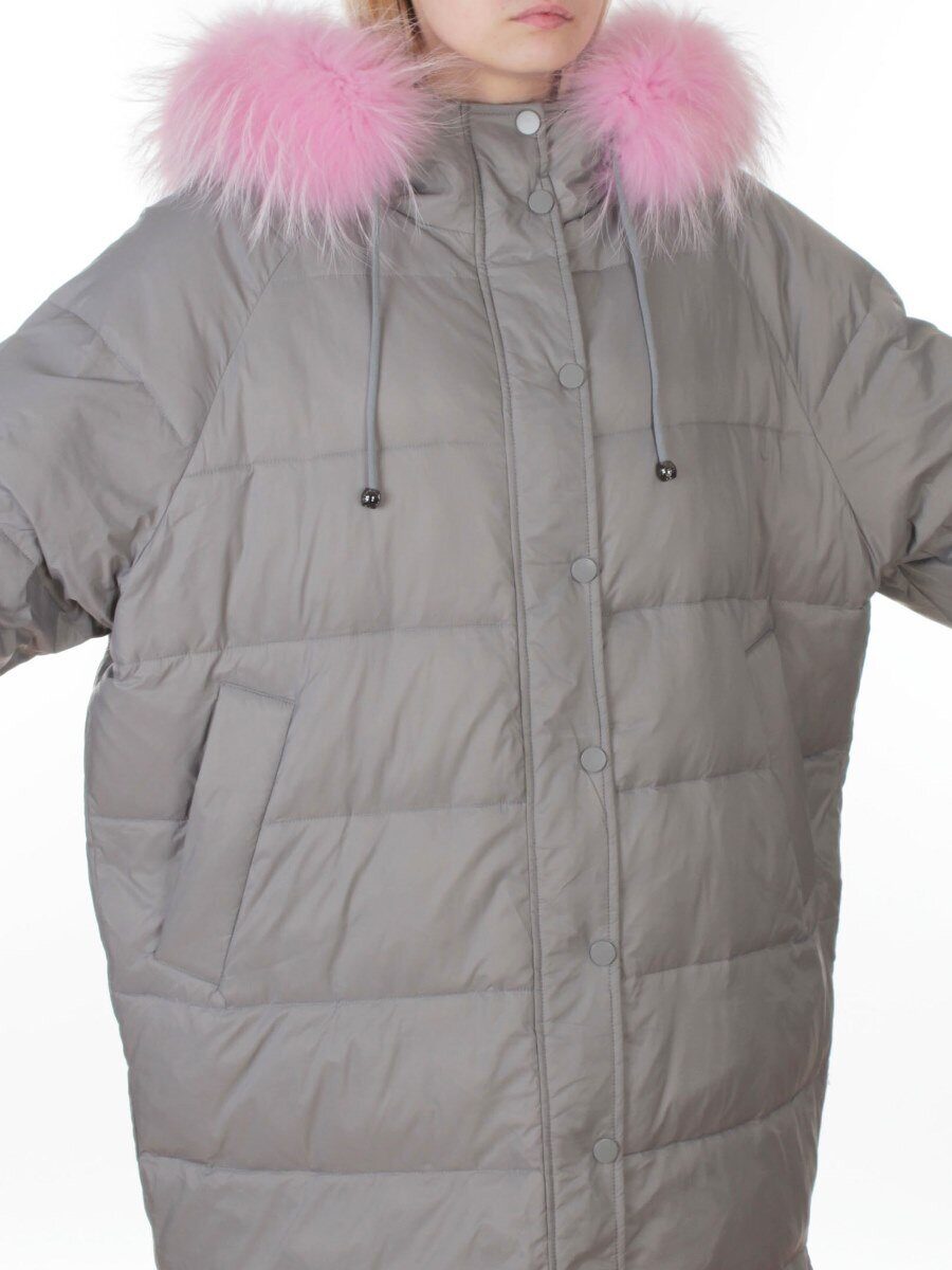 3072 GRAY Пальто зимнее пуховое женское (пух)