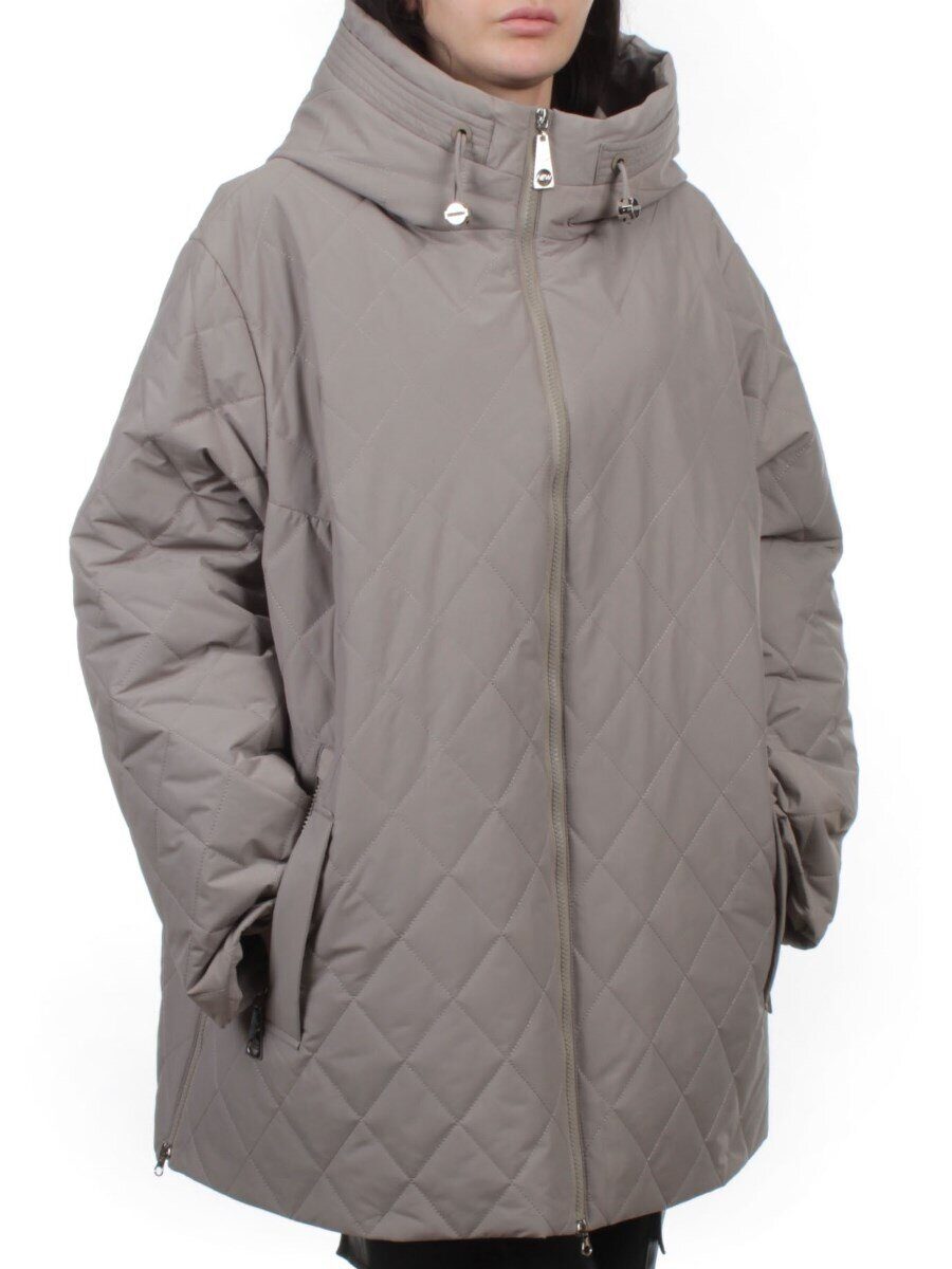 F-803 GRAY BEIGE Куртка демисезонная женская (100 гр. холлофайбер)