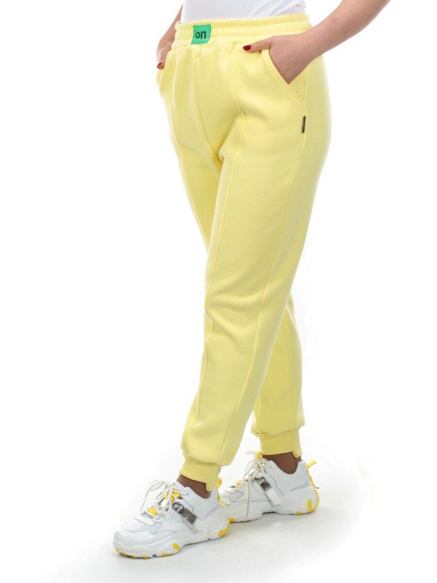 07 YELLOW Брюки спортивные женские на флисе (100% хлопок) 7986
