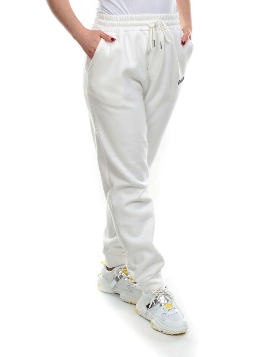M071 WHITE Брюки спортивные женские на флисе (100% хлопок) 7986