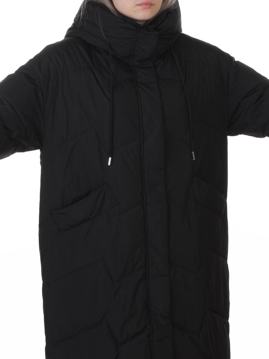 8883 BLACK Пальто зимнее женское (150 гр. холлофайбер)