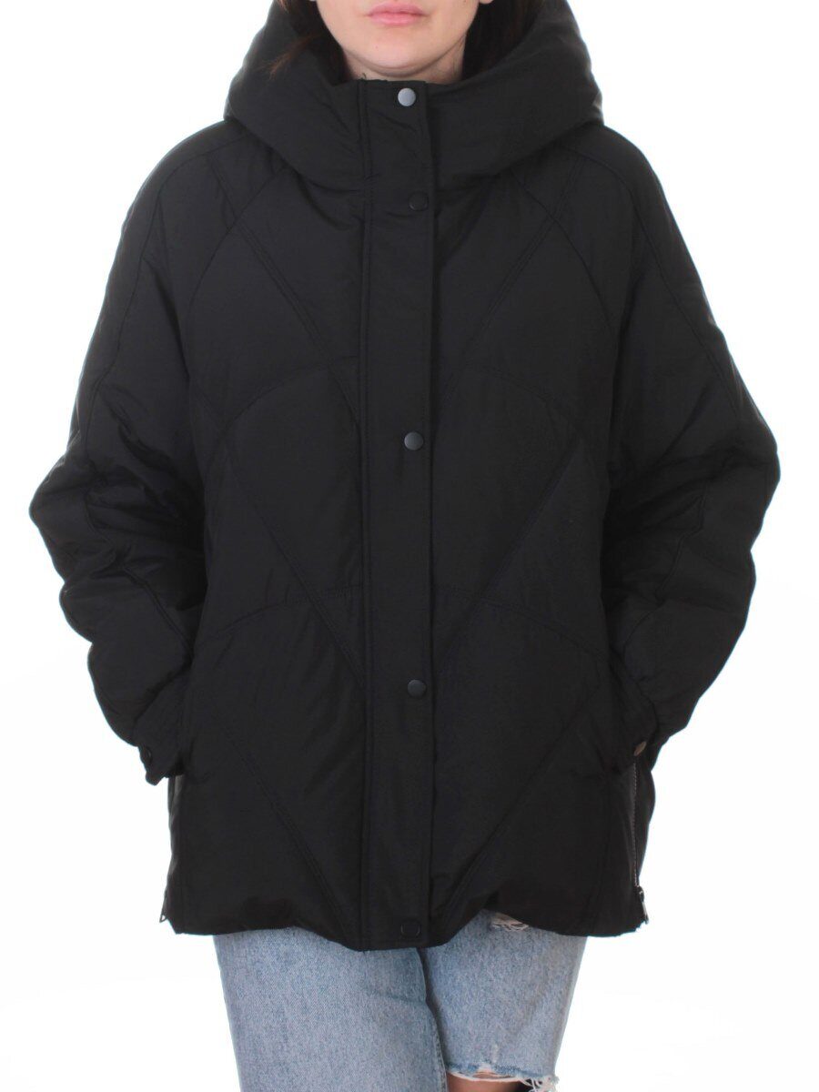9913 BLACK Куртка зимняя женская (150 гр. холлофайбер)