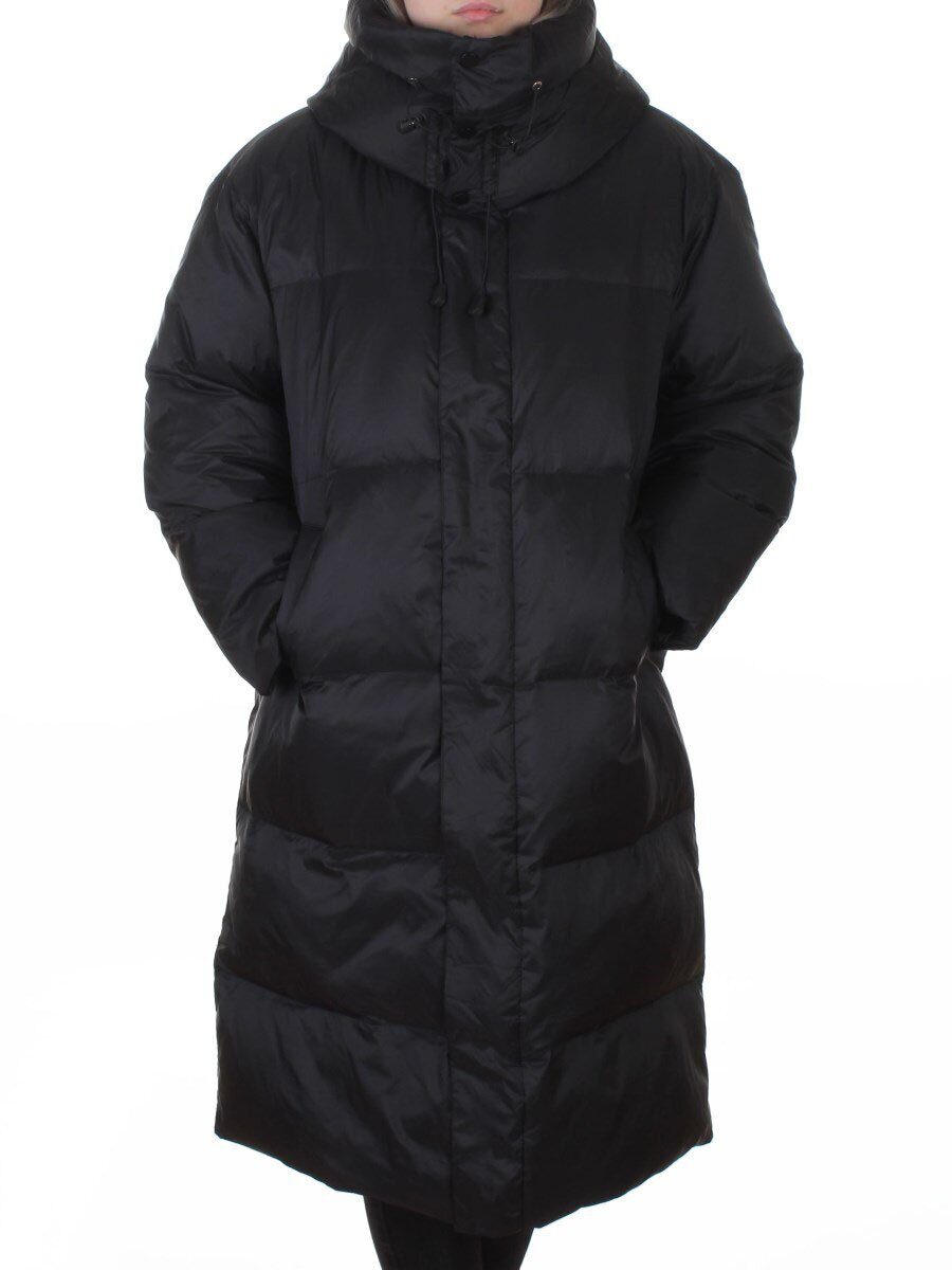 3063 BLACK Пальто пуховое женское оверсайз (утиный пух)