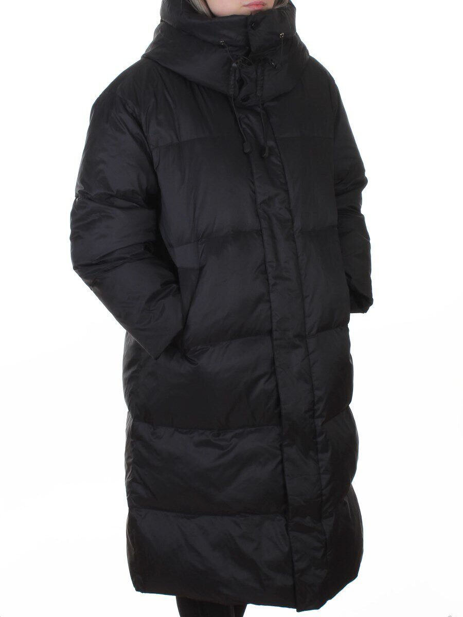 3063 BLACK Пальто пуховое женское оверсайз (утиный пух)