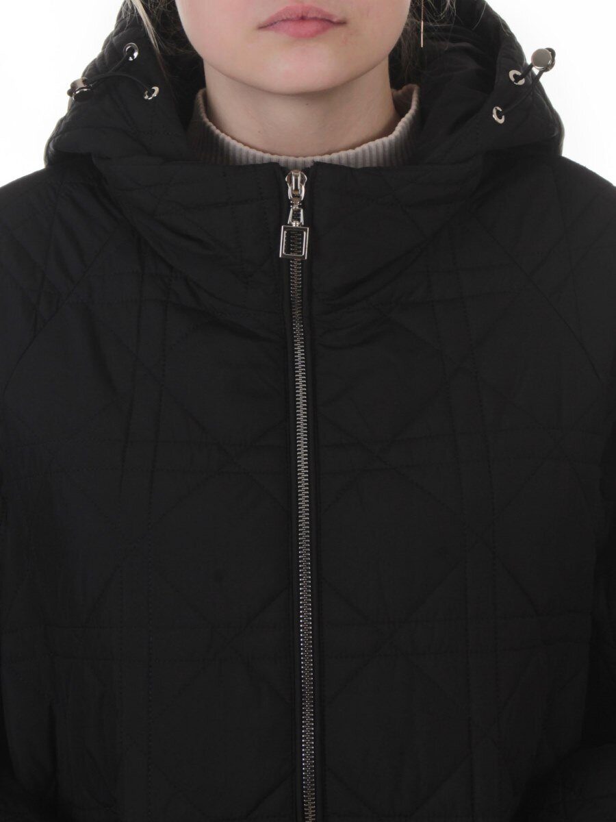 8061 BLACK Куртка стеганная демисезонная женская (100 гр. холлофайбер)