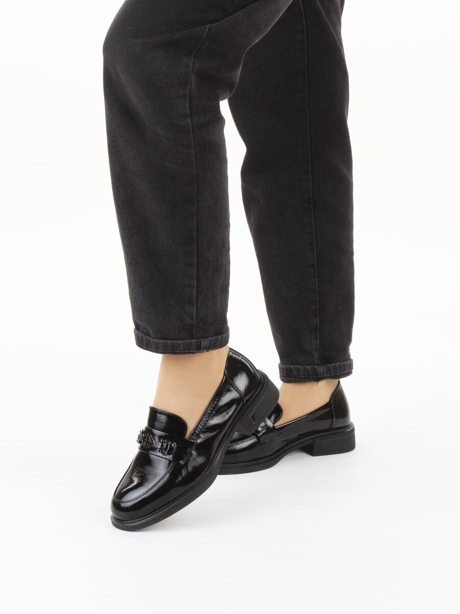 03-DEB104-3 BLACK Лоферы женские (натуральная кожа)