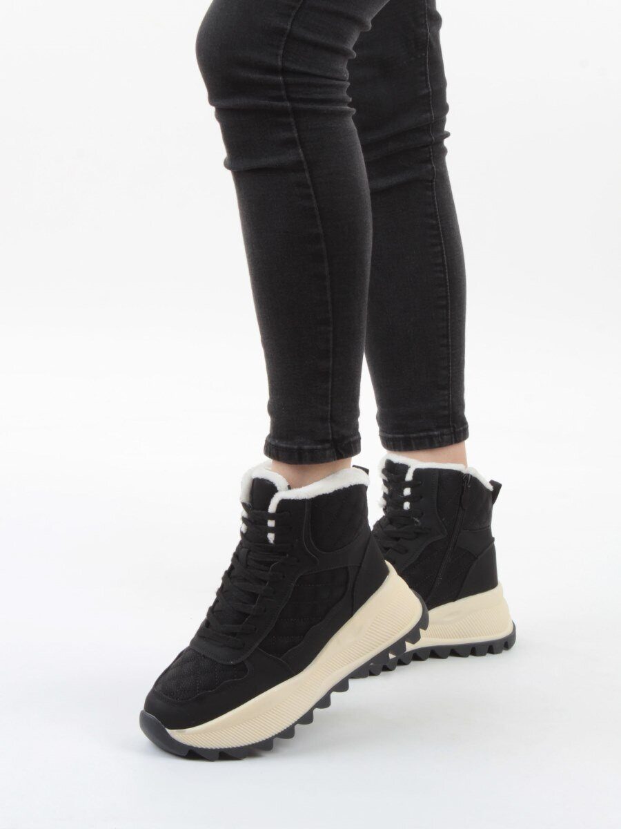 04-PAML06-1Z BLACK Ботинки зимние женские (натуральная кожа, 100% шерсть)