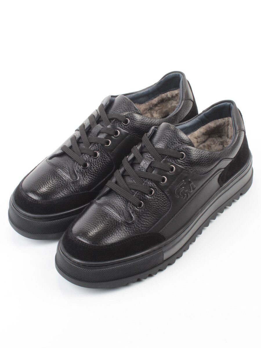 05-B203-1M-AK BLACK Ботинки зимние мужские (натуральная кожа, натуральный мех)