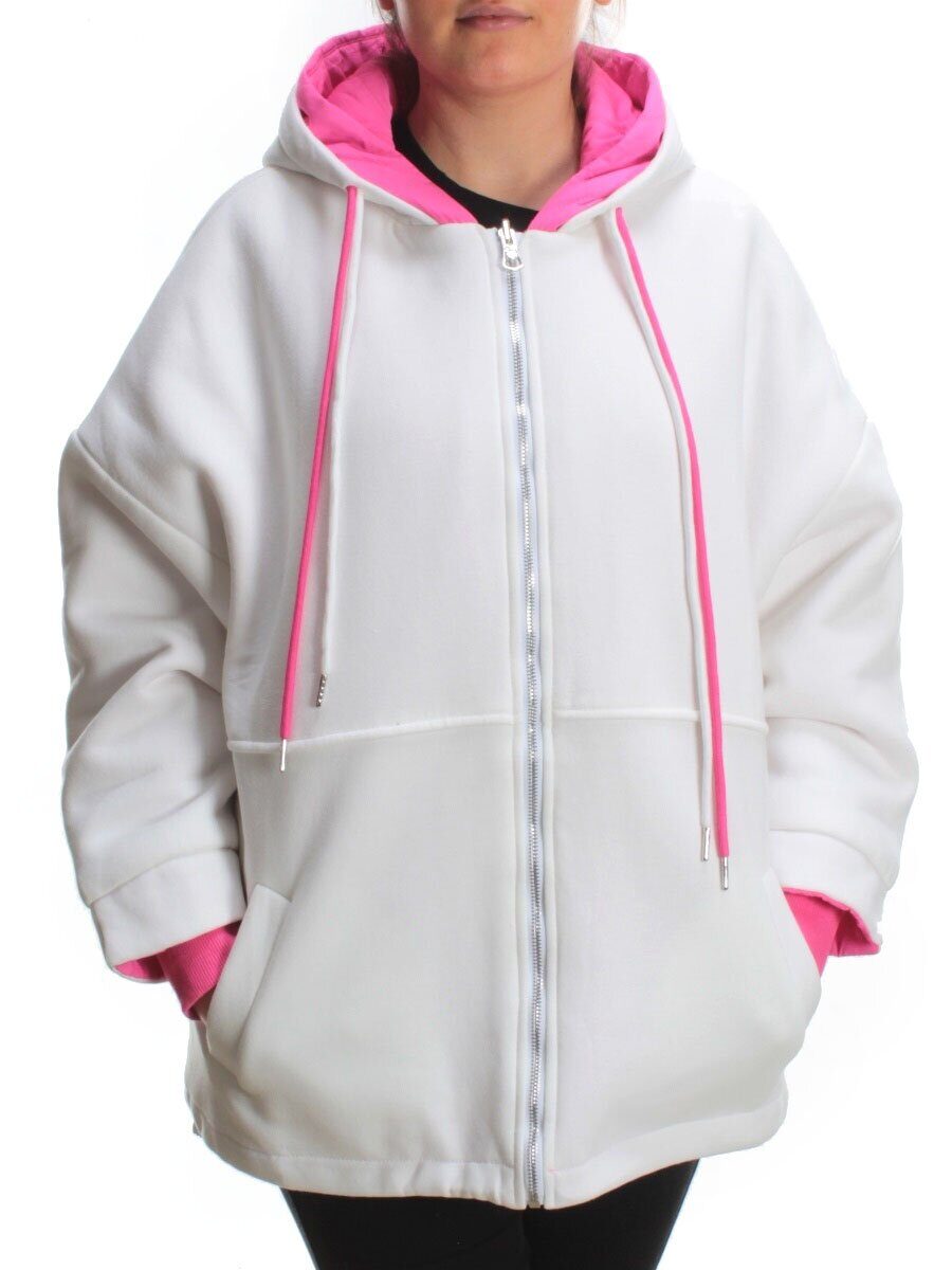 2561 WHITE/PINK Худи женское (50 гр. синтепон)