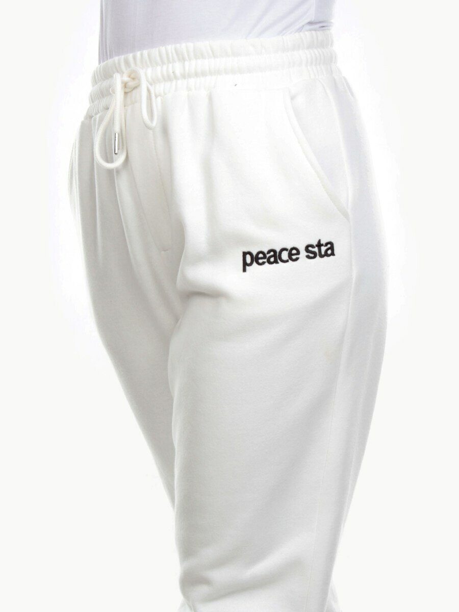 M071 WHITE Брюки спортивные женские на флисе (100% хлопок) 7986