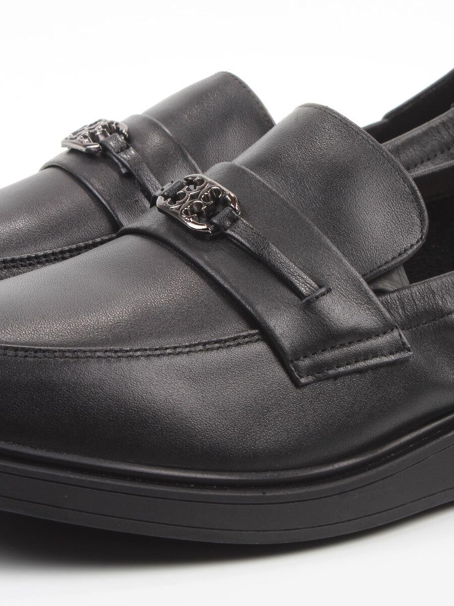 03-DEB103-1 BLACK Лоферы женские (натуральная кожа)