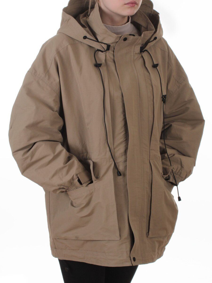 3096 DK. BEIGE Куртка демисезонная женская (100 гр. холлофайбер)