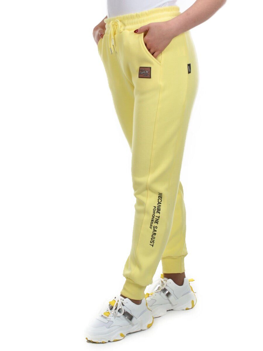 01 YELLOW Брюки спортивные женские на флисе (100% хлопок) 7986
