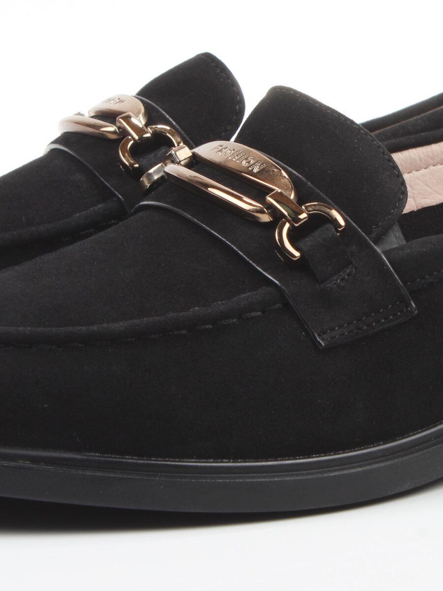 03-DEB33-3 BLACK Лоферы женские (натуральная замша)