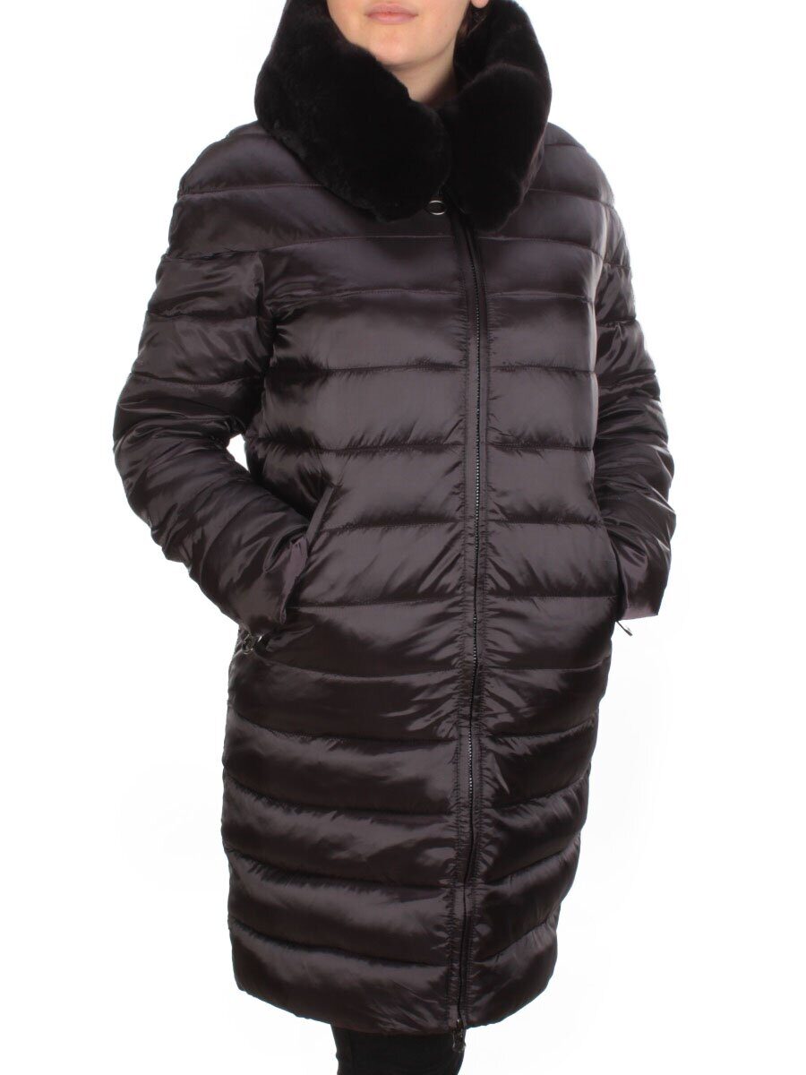 815-E09 BLACK Пальто зимнее женское VISDEER (200 гр. тинсулейт)