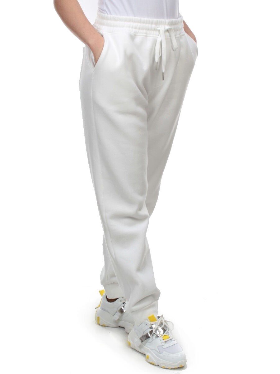 M049 WHITE Брюки спортивные женские на флисе (100% хлопок) 7986