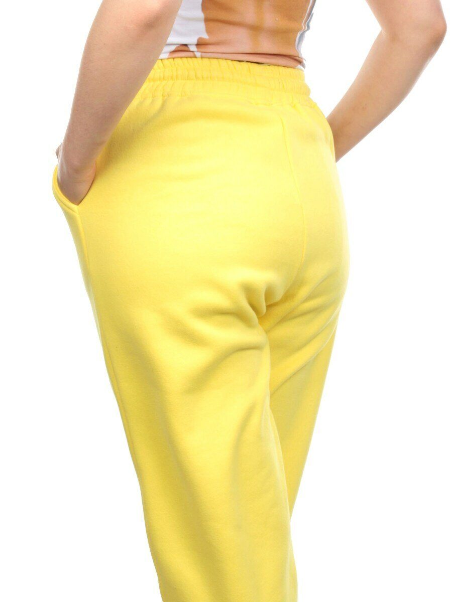 M053 YELLOW Брюки спортивные женские на флисе (100% хлопок) 7986