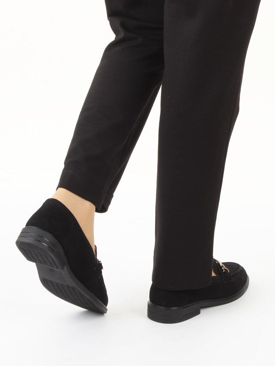 03-DEB33-3 BLACK Лоферы женские (натуральная замша)