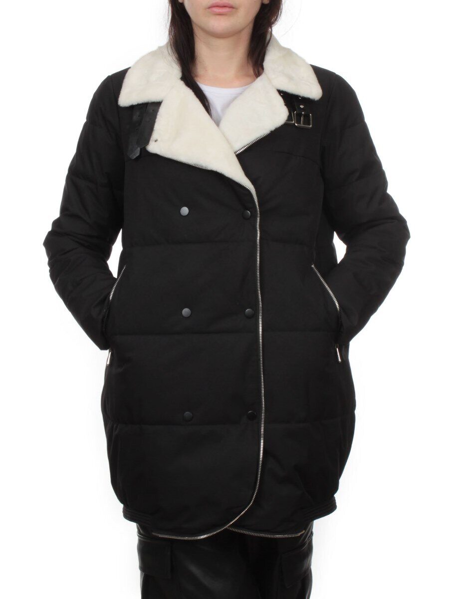 S24-236 BLACK Куртка демисезонная женская (100 гр. холлофайбер)