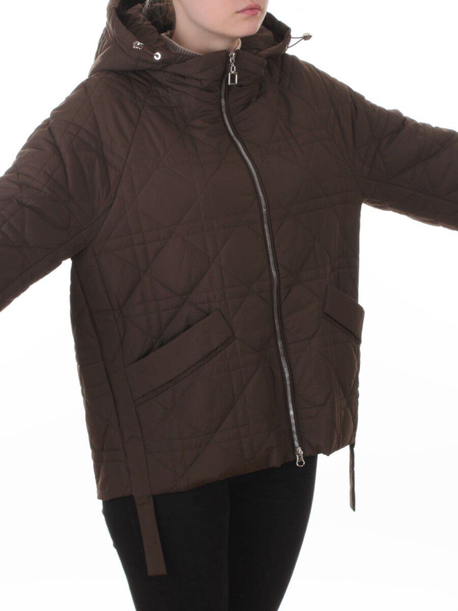 8061 BROWN Куртка стеганная демисезонная женская (100 гр. холлофайбер)