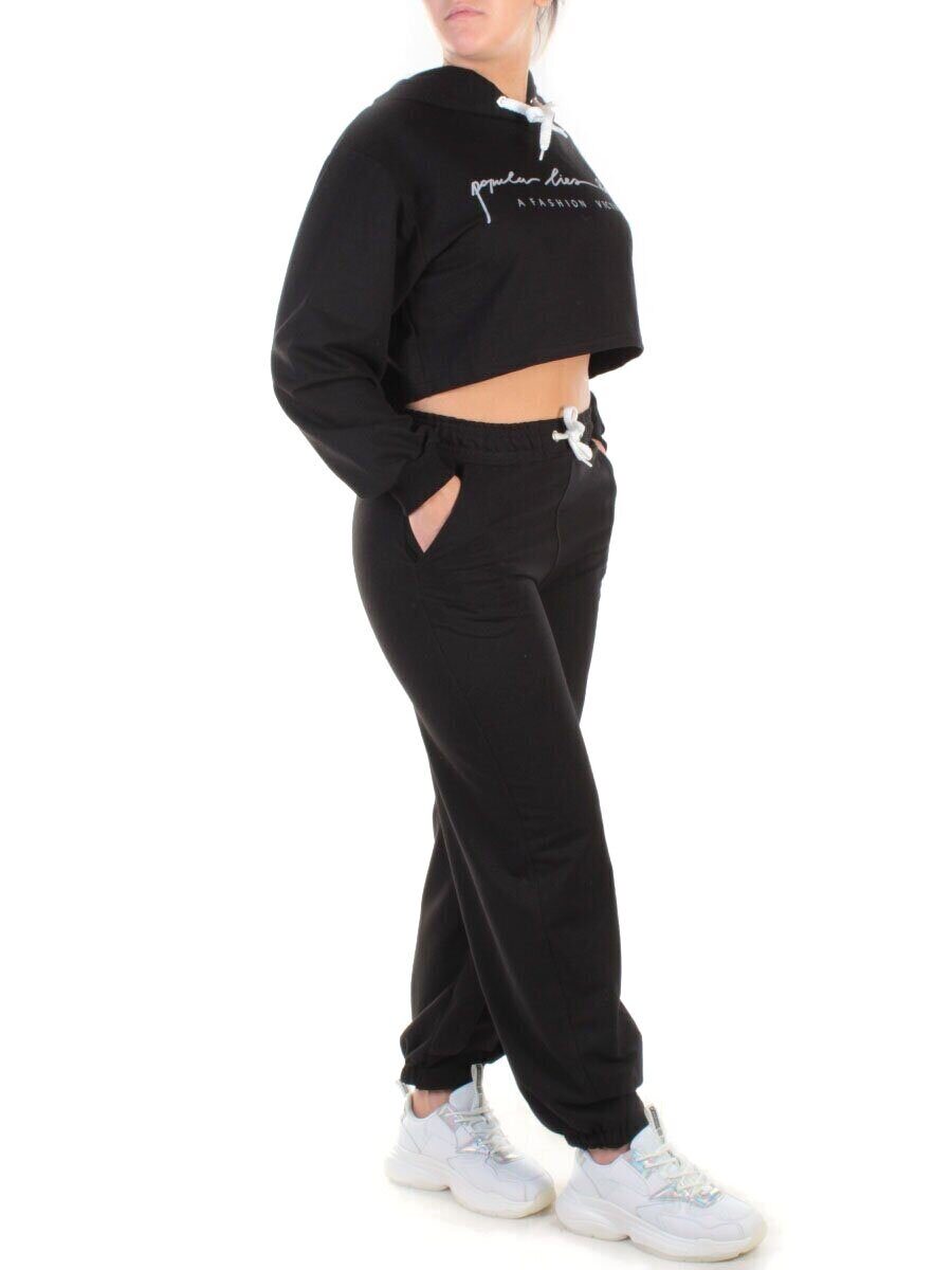 Y316 BLACK Спортивный костюм женский (100% хлопок)